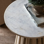 Soho Round Marble Top Side Table | Natural Mango Wood