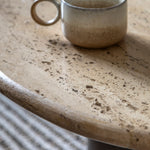 Trevi Round Stone Top Coffee Table | Dark Mango Wood