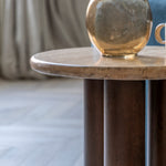 Trevi Round Stone Top Side Table | Dark Mango Wood