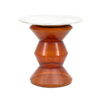 Turin Round Marble Top Side Table | Orange Glass