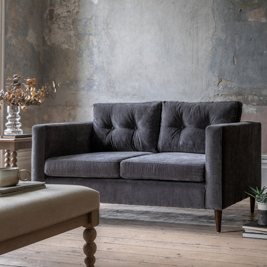 Whitwell Button 2 Seat Sofa | Charcoal