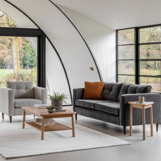 Whitwell Button 3 Seat Sofa | Charcoal