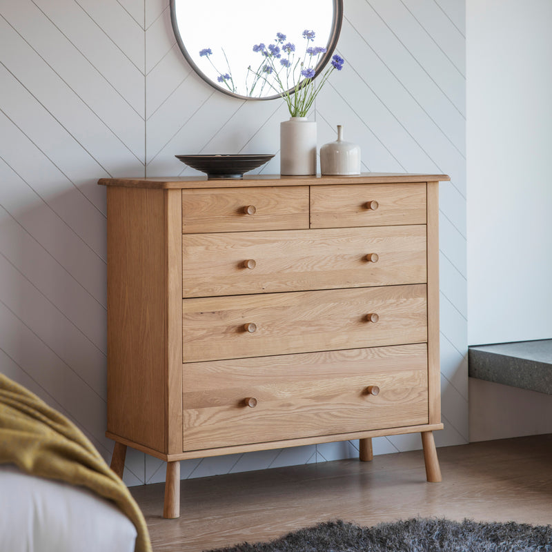 Wycombe Nordic 5 Drawer Chest | Natural Oak