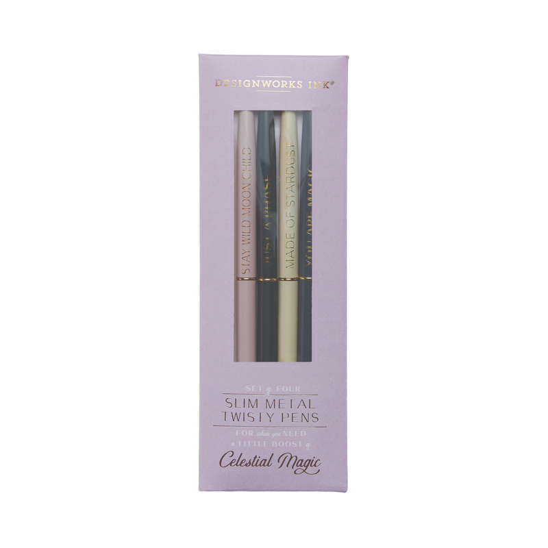 Twisty Slim Metal Pens | Celestial | Set of 4