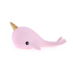 Colour Changing Night Light | Pastel Pink Narwhal with Gold Horn | Medium