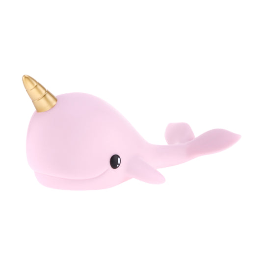 Colour Changing Night Light | Pastel Pink Narwhal with Gold Horn | Medium