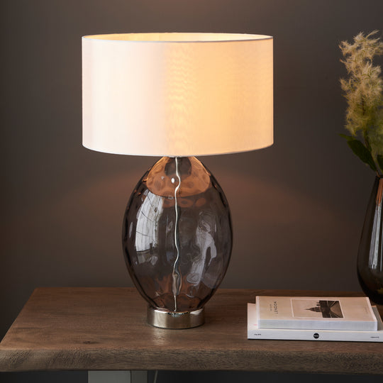 Elin Dimpled Glass Table Lamp | Grey