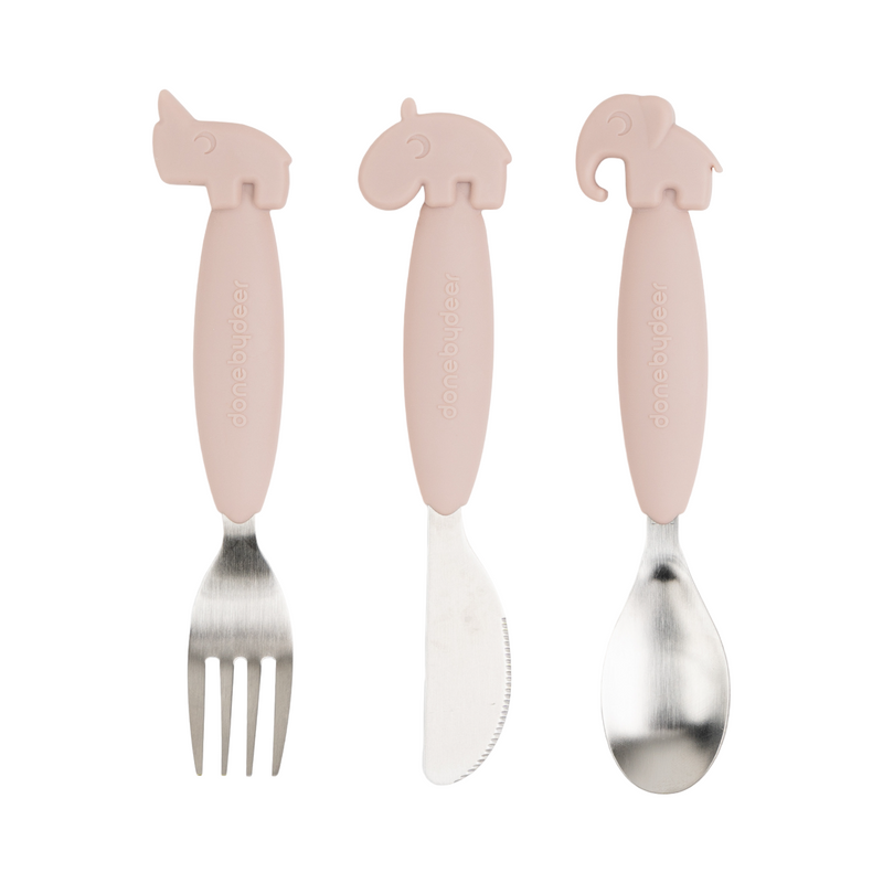 Deer Friends Easy Grip Cutlery Set | Powder Pink