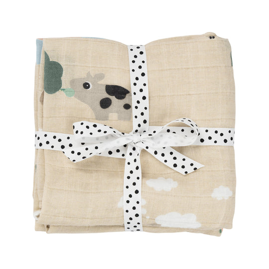 Tiny Farm Burp Cloths | Set of 2 | Sand