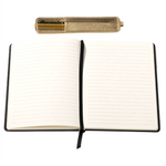 A5 Lined Hardcover Journal with Pen & Holder | Black & Gold