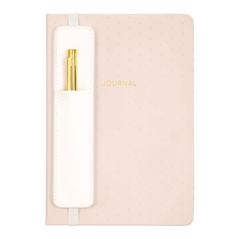 A5 Lined Hardcover Journal with Pen & Holder | Pink & Gold