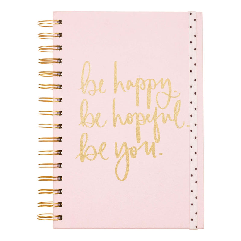 A5 Vegan Leather Spiral Journal | Be Happy | Powder Pink