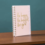 A5 Vegan Leather Spiral Journal | Be Happy | Powder Pink