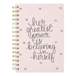 A5 Vegan Leather Spiral Journal | Her Greatest Power | Powder Pink