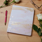 Lined Hardcover Desk Journal | Pink & Gold Marble | 8x10"