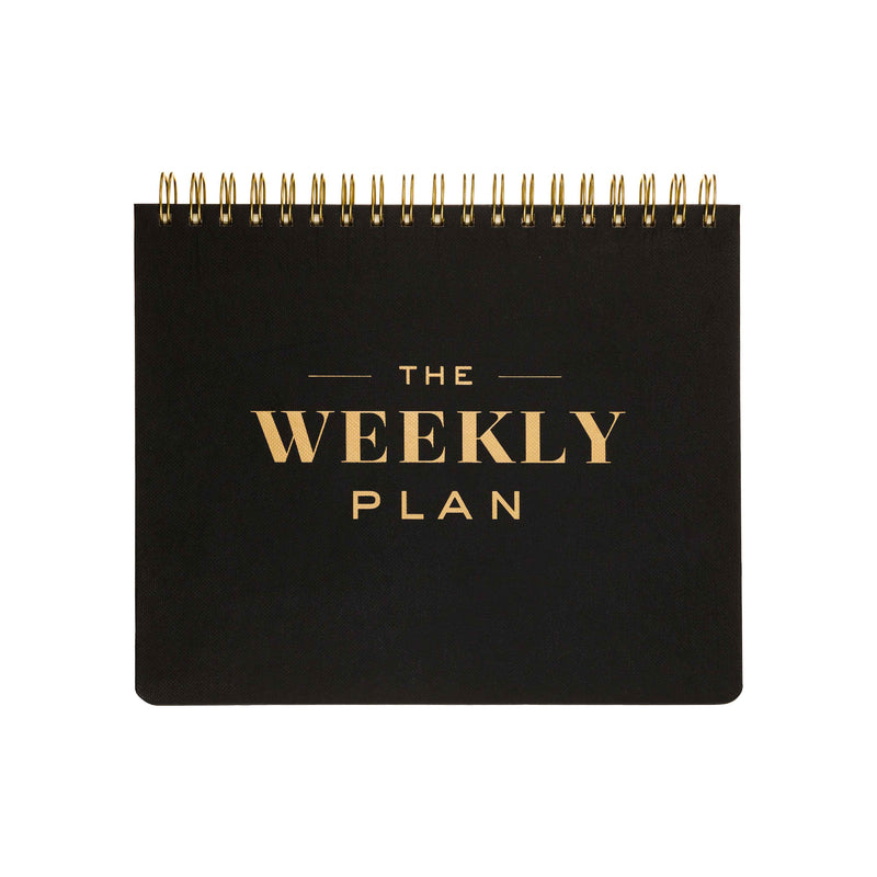 Spiral Undated Weekly Desk Planner | Black & Gold | 10x8"