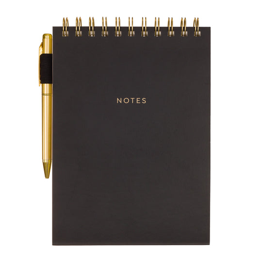 Steno Sheet Pad with Pen Holder & Pen | Black