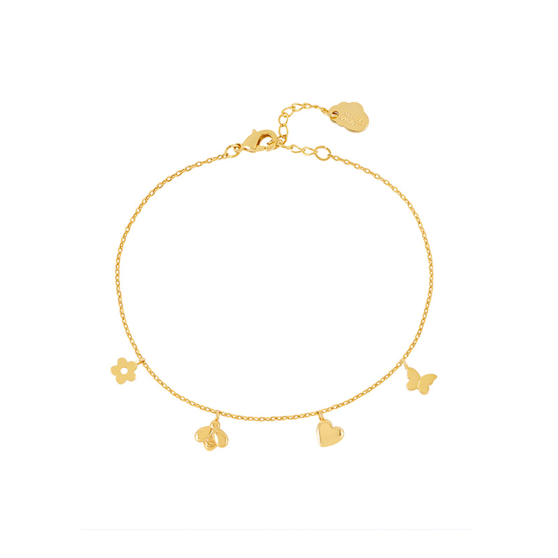 Bumblebee & Butterfly Charm Bracelet | Gold Plated