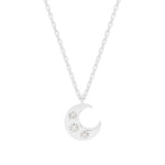 CZ Moon Necklace | Silver Plated