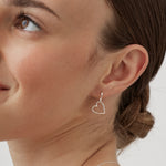 Double Heart Hoop Earrings | Silver Plated