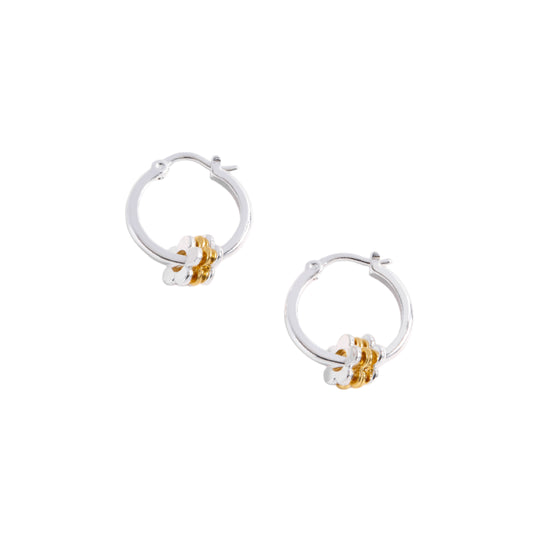 Flower Trio Hoop Earrings | Silver Plated