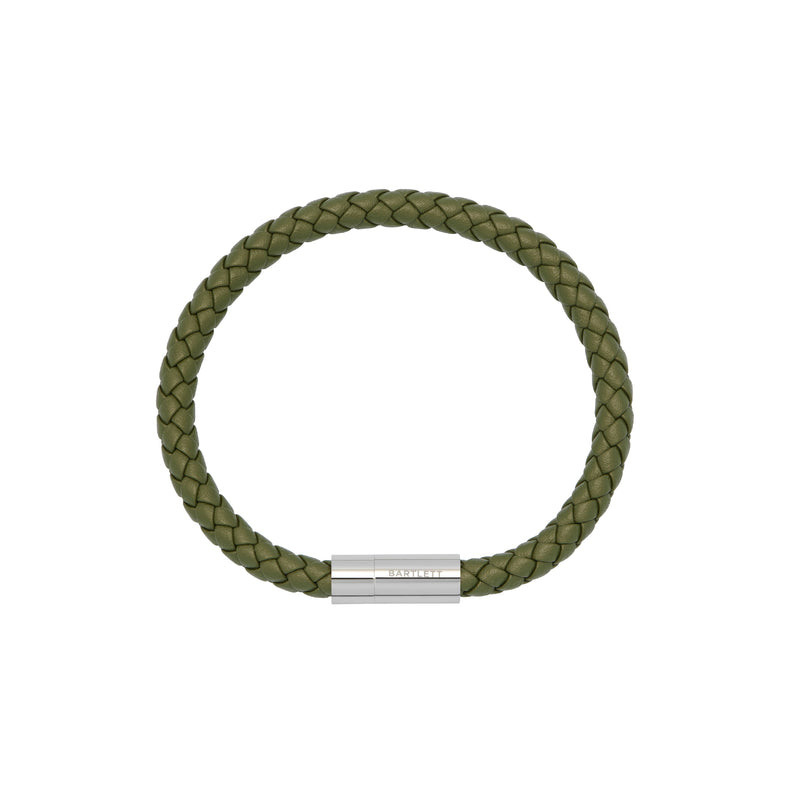 Men's Single Plaited Leather Bracelet | Khaki