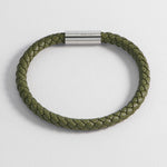 Men's Single Plaited Leather Bracelet | Khaki