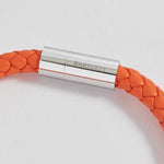 Men's Single Plaited Leather Bracelet | Orange