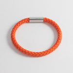 Men's Single Plaited Leather Bracelet | Orange