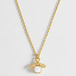 Pearl Bee Pendant Necklace | Gold Plated