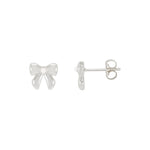 Pearl Bow Stud Earrings | Silver Plated
