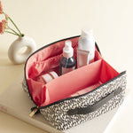 Spotted Lay Flat Cosmetic Bag | Monochrome