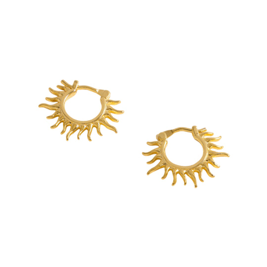 Sun Huggie Hoop Earrings | Gold Plated