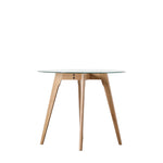 Blair Round Glass Dining Table | Natural Oak