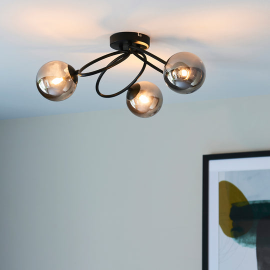 Ellipse Smoked Mirror Ceiling Light | Black