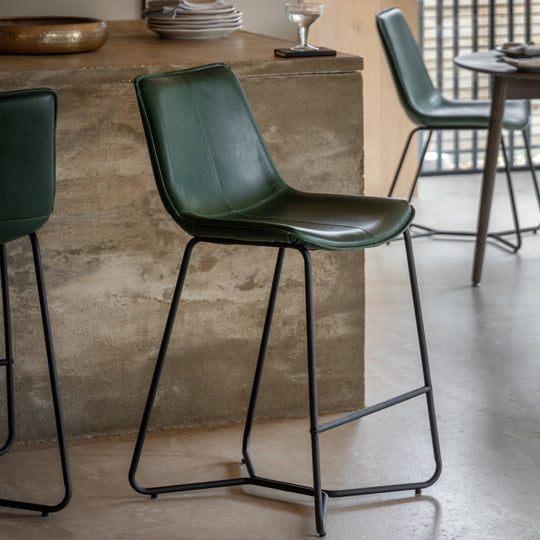 Hawking Vegan Leather Stools | Green | Set of 2