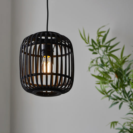 Mathias Bamboo Cage Single Pendant Light | Black