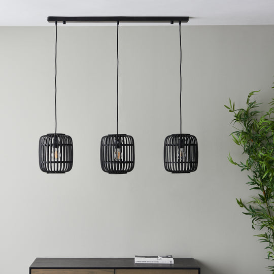 Mathias Bamboo Cage Trio Pendant Light | Black