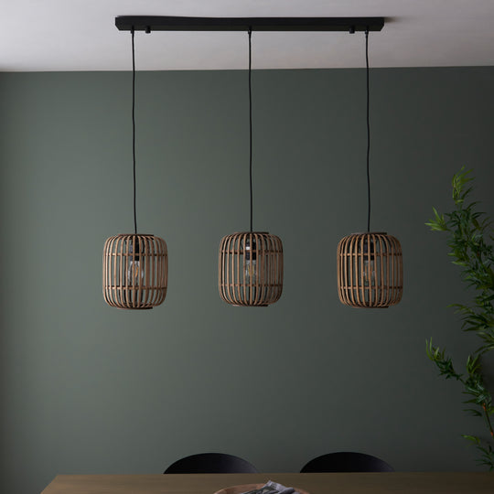 Mathias Bamboo Cage Trio Pendant Light | Natural