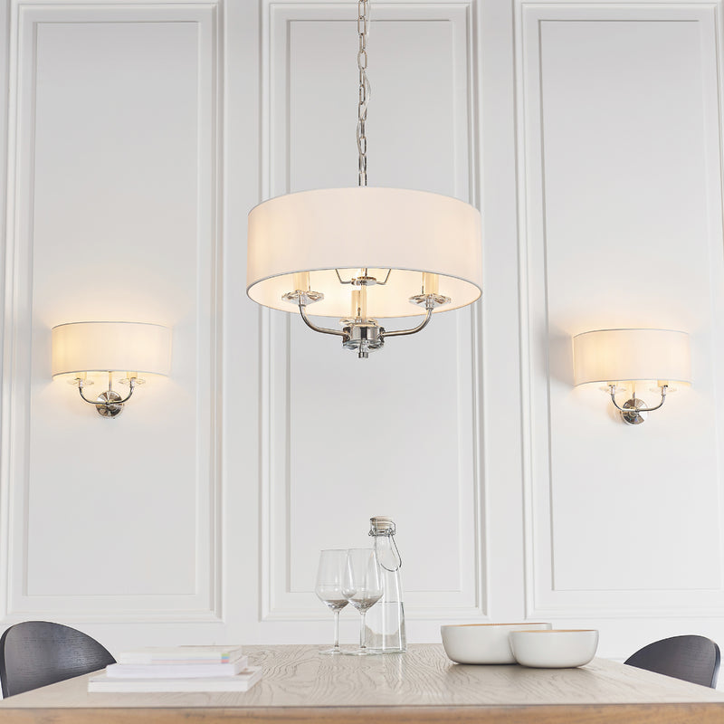 Nixon Pendant Light | Bright Nickel/Vintage White | Small