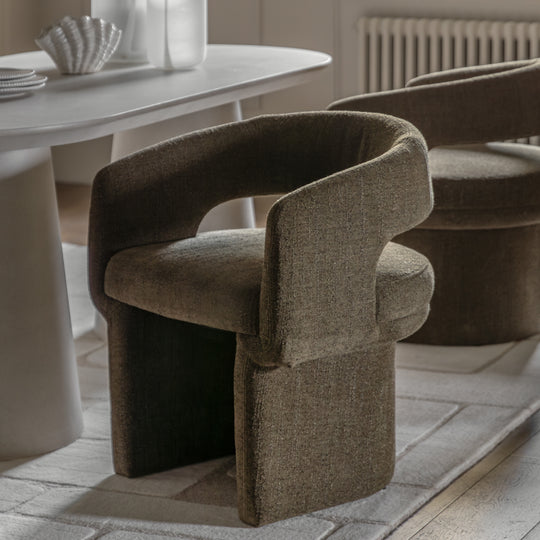 Sloane Curve Boucle Dining Chair | Green