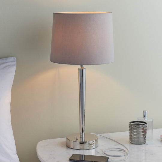 Syon Table Lamp | Bright Nickel/Mink