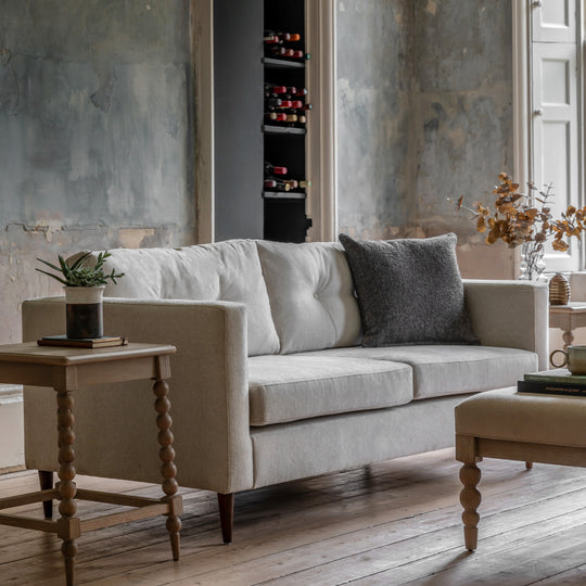 Whitwell Button 3 Seat Sofa | Light Grey