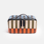 Men's Vegan Leather Flat Lay Wash Bag | Retro Stripe | Large