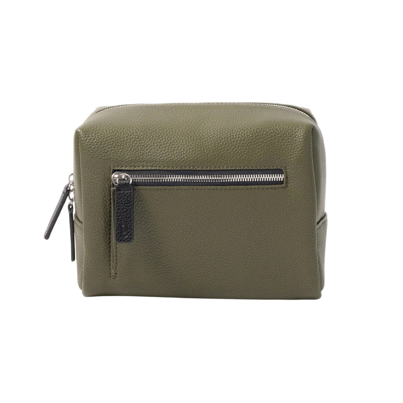 Vegan Leather Wash Bag | Khaki