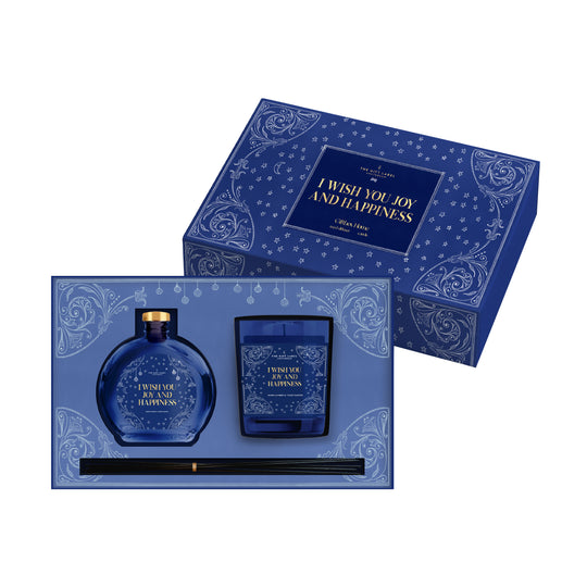 'I Wish You Joy And Happiness' Festive Home Fragrance Gift Set | Warm Amber & Tiare Flower