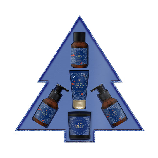 'It's The Season To Sparkle' Luxury Christmas Tree Gift Set | Warm Amber & Tiare Flower