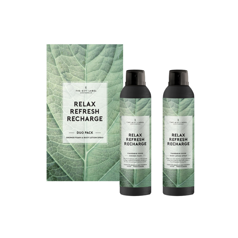 'Relax, Refresh, Recharge' Gift Box Duo | Shower Foam & Body Lotion Spray | Mandarin Musk