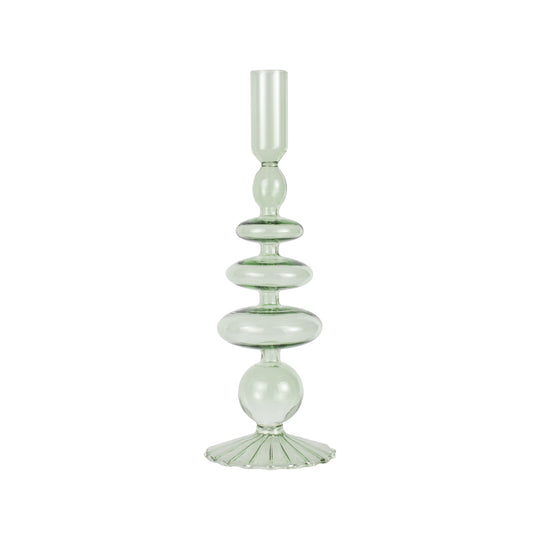 Glass Bubble Dinner Candle Holder | Green