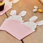 Peeking Easter Bunny Napkins | Pink & White | Set of 16